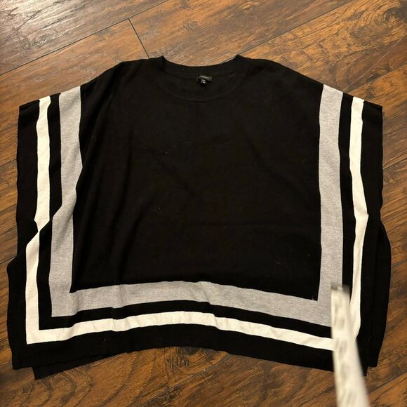 Talbots size XS/S Flowy Black and Grey Neutral Business Casual Poncho Sweater - Picture 5 of 8